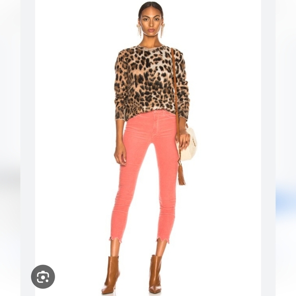 MOTHER Hopscotch Pink Looker Ankle Chew Corduroy Denim High Rise Skinny Jeans 25 - Picture 1 of 16